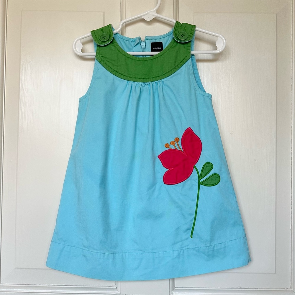 babyGap 18-24M Blue Flower Dress Matching Bloomers Spring Summer